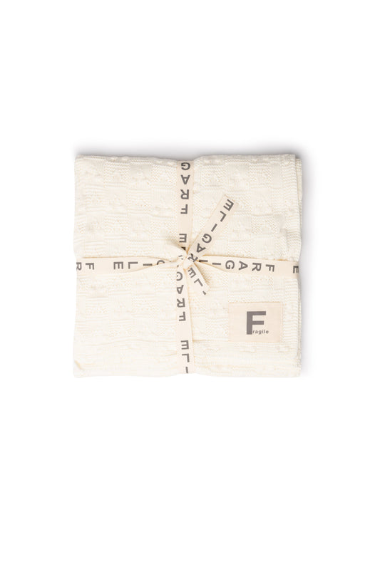 Textured Knit Blanket Off White One Size