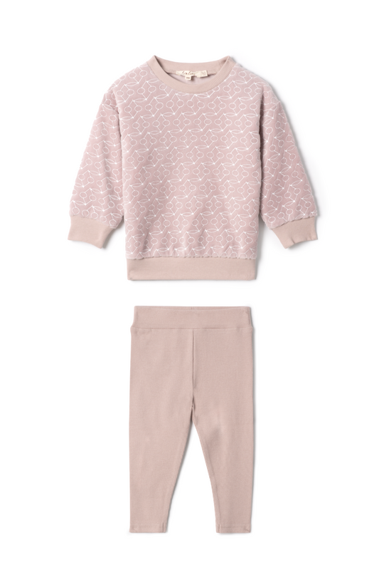 Cherry Print Set Mauve