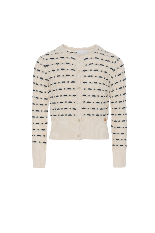 Stripe Floral Cardigan Vanilla