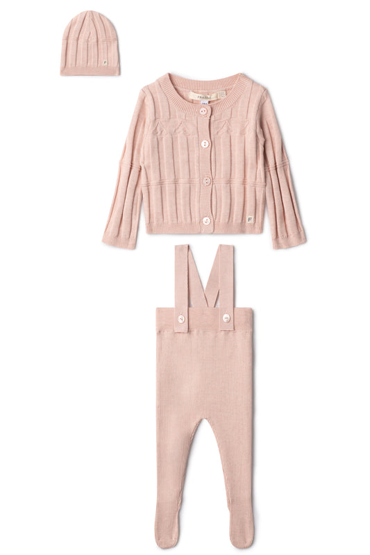 High Waist Overall Knit Set Pink Mix