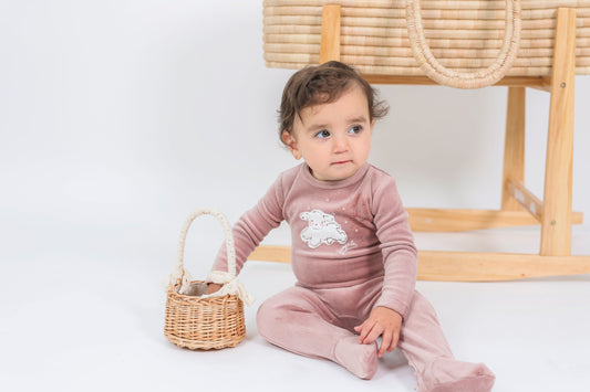 Sheep Print Velour Onesie