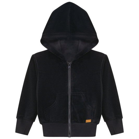 Cotton Velour Cardigan Black