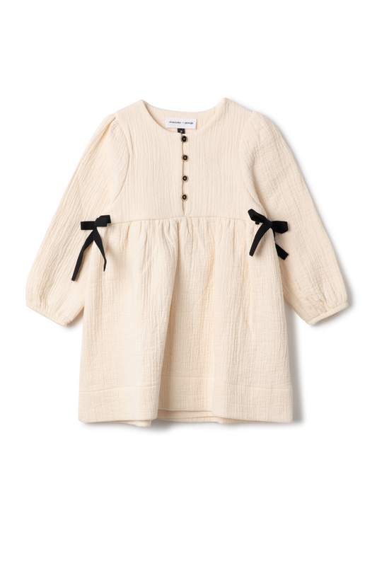 Woven Ribbon Dress Off White