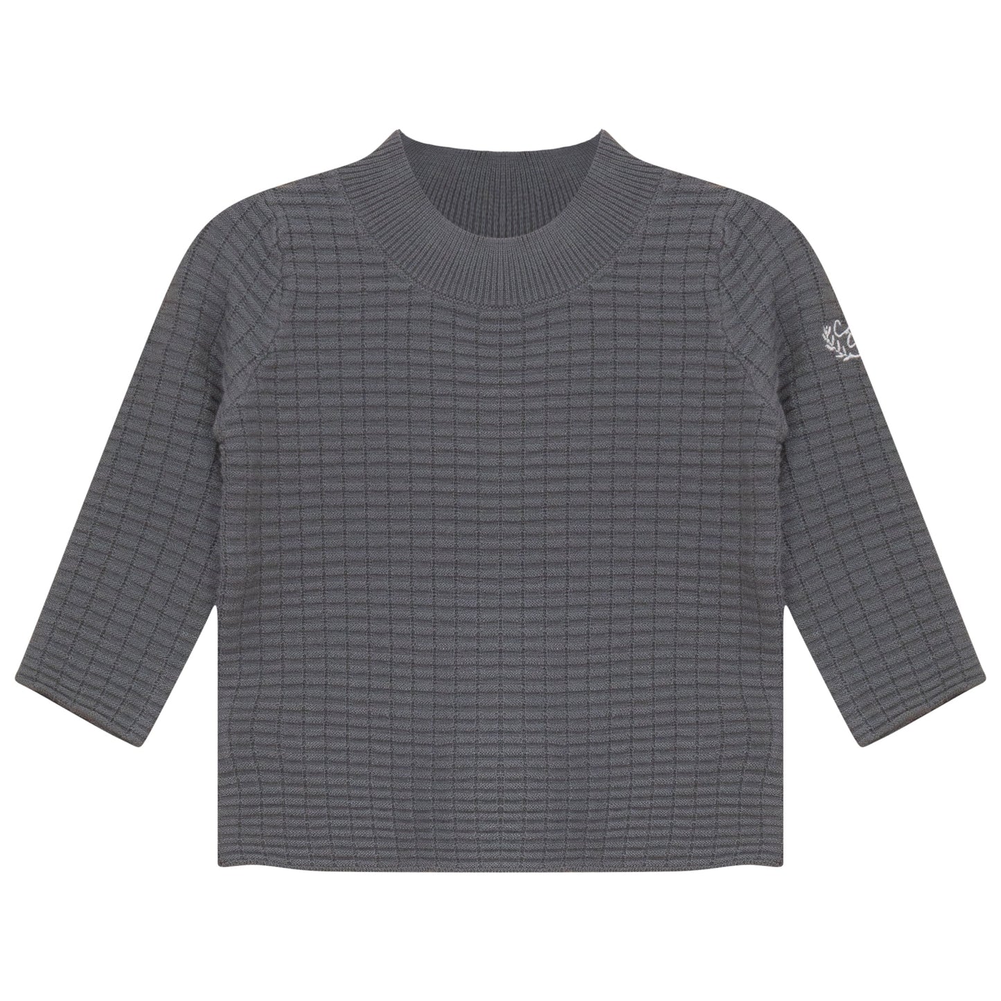 Mock Neck Knit Top Dark Grey