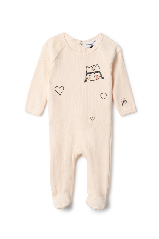 Princess Print Onesie Cream 3 Months