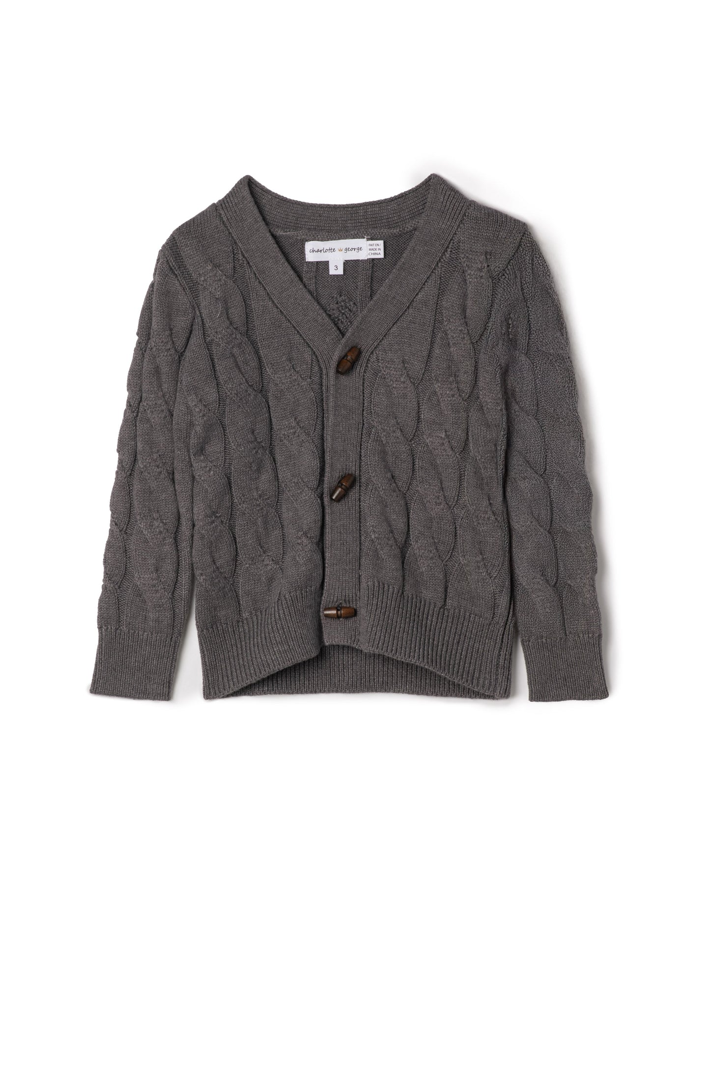 Cable Knit Cardigan Sweater Grey