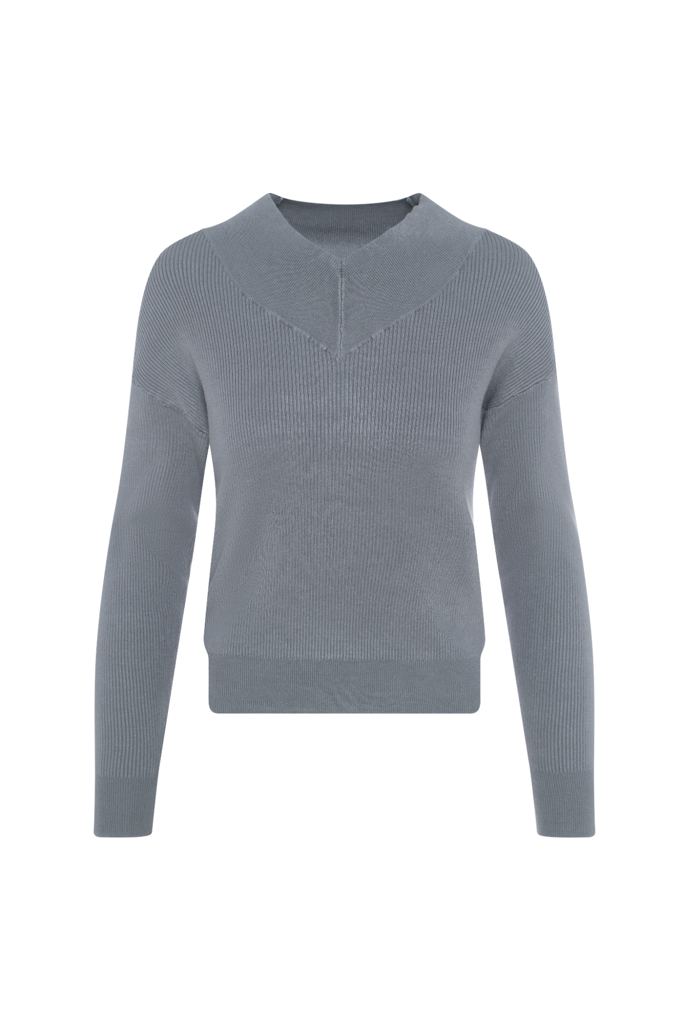 Drop Shoulder V Neck Sweater Grey