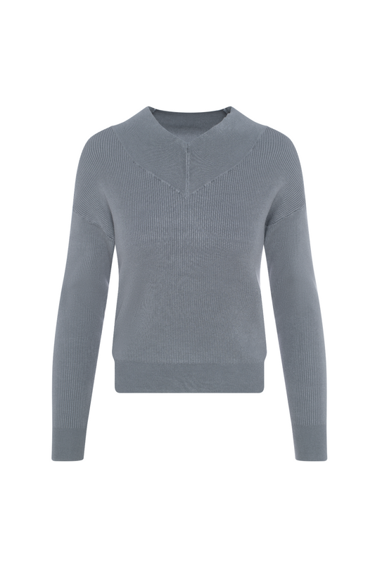 Drop Shoulder V Neck Sweater Grey