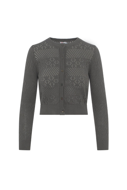 Lace Knit Cardigan Grey