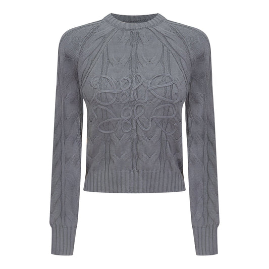 Cable Knit Sweater Medium Grey