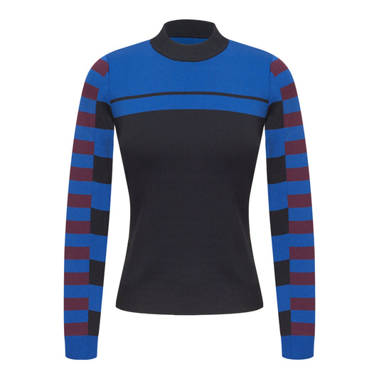 Stripe knit Sweater Black Royal