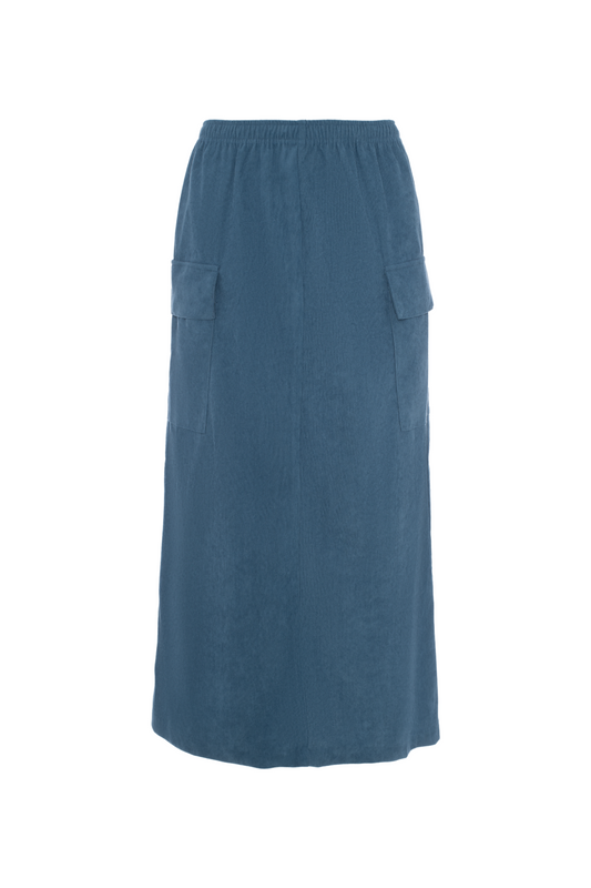 Midi Skirt with Pockets Light Denim