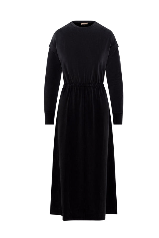 Drop Shoulder Midi Dress Black