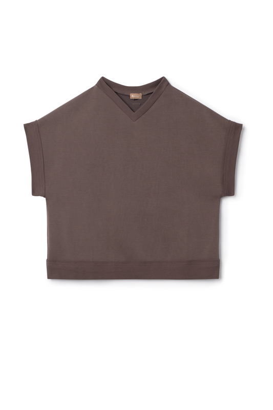 Crop V Neck Vest Mocha