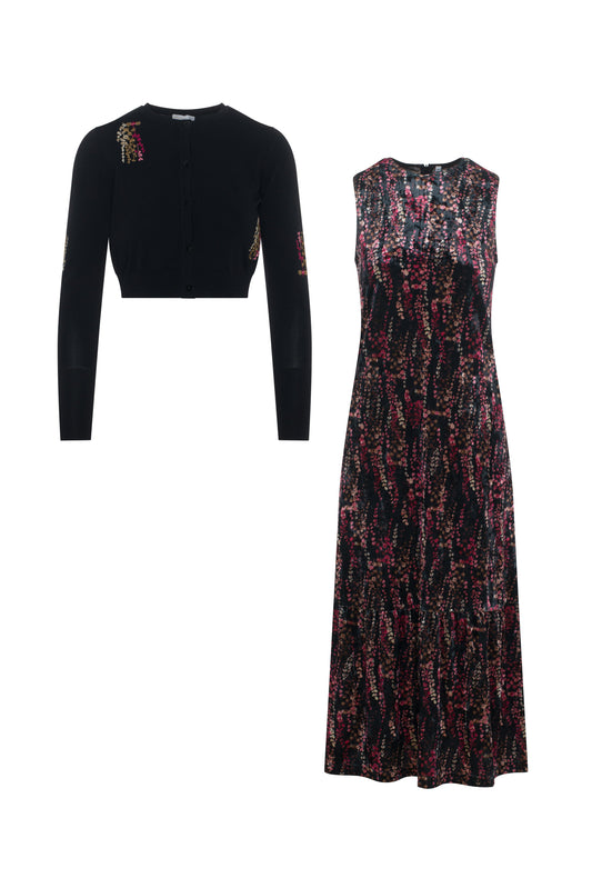 Midi Printed Jumper Set Black Pink