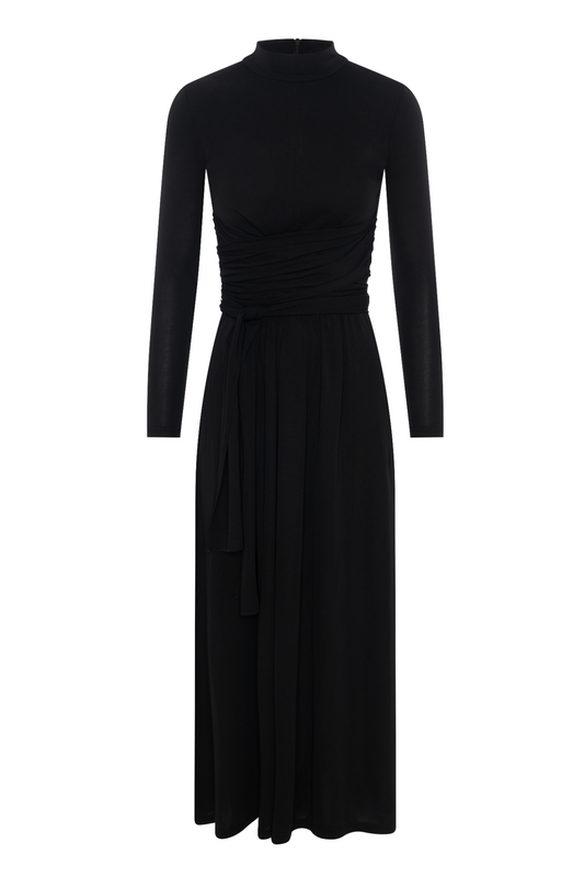 Midi Tie Dress Black