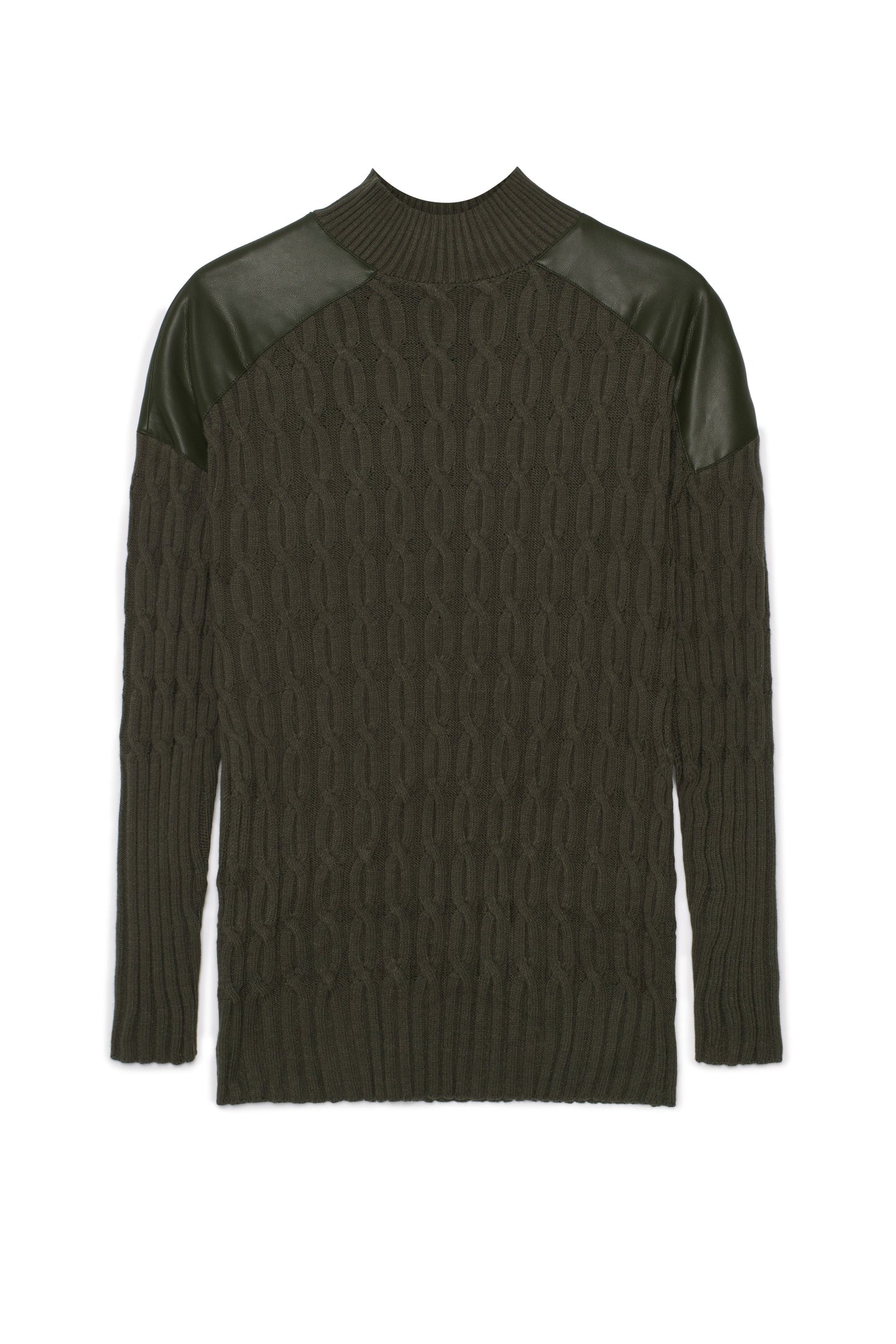 Maternity Dolman Leather Combo Sweater Dark Olive