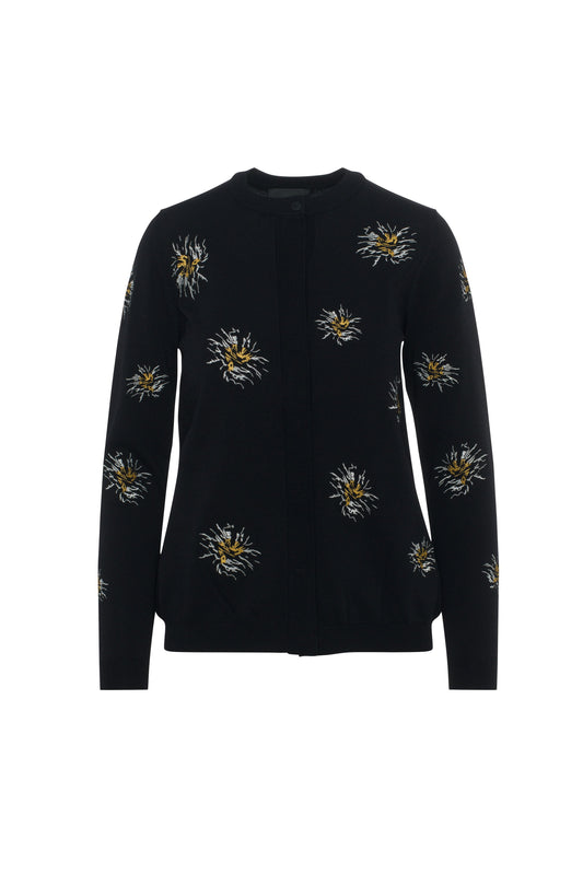 Maternity Embroidered Cropped Cardigan Black