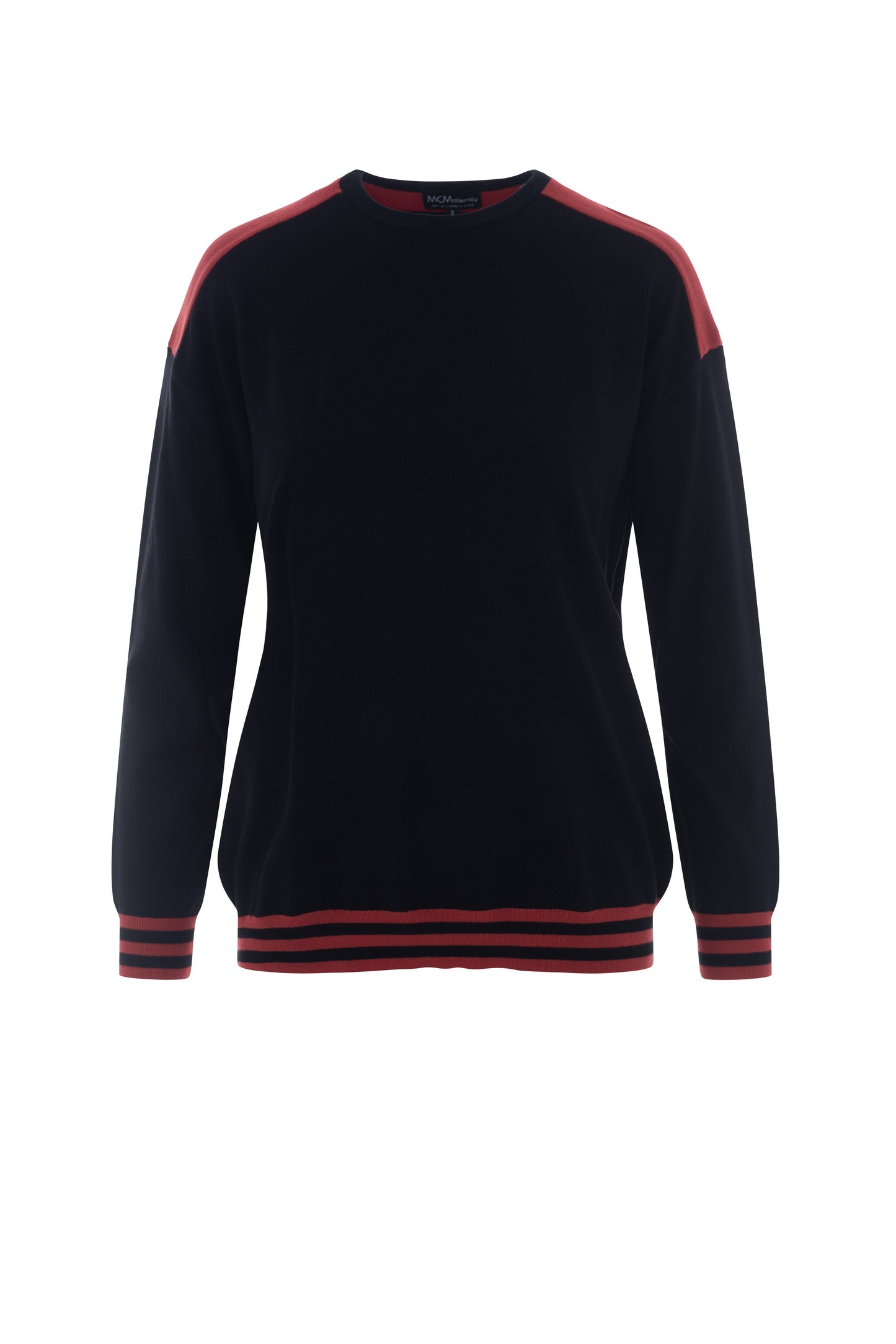 Maternity Color Blocked Dolman Sweater Black Rust