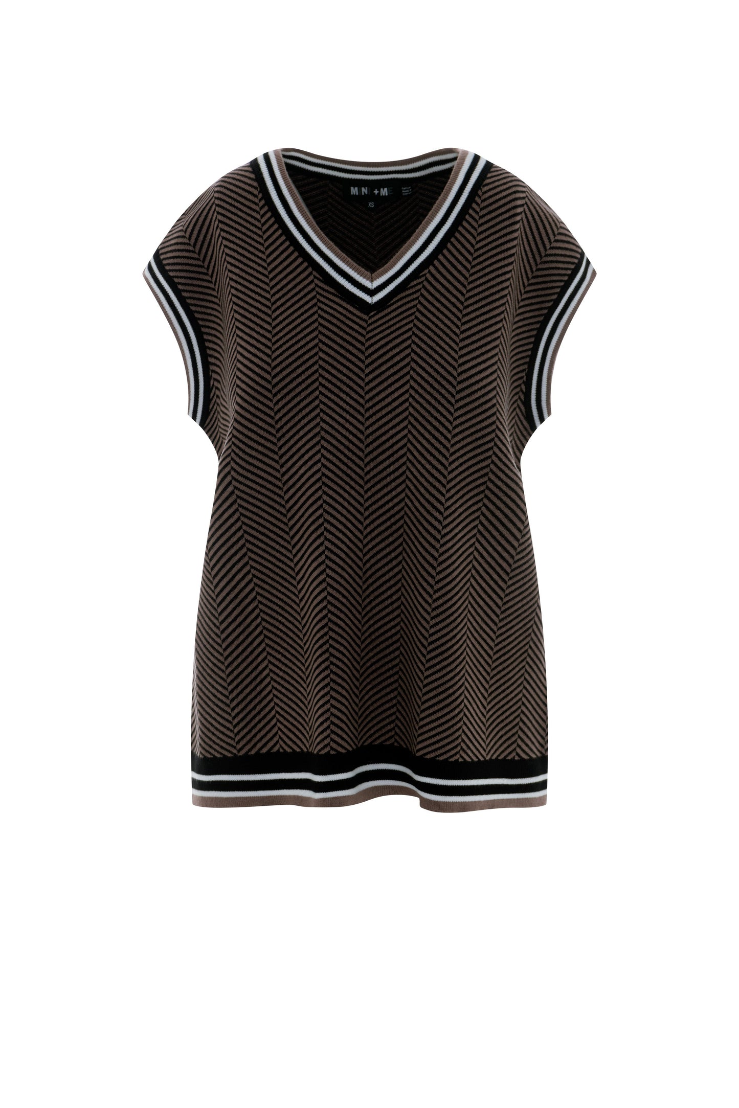 Maternity Herribone Knit Vest Black Mocha