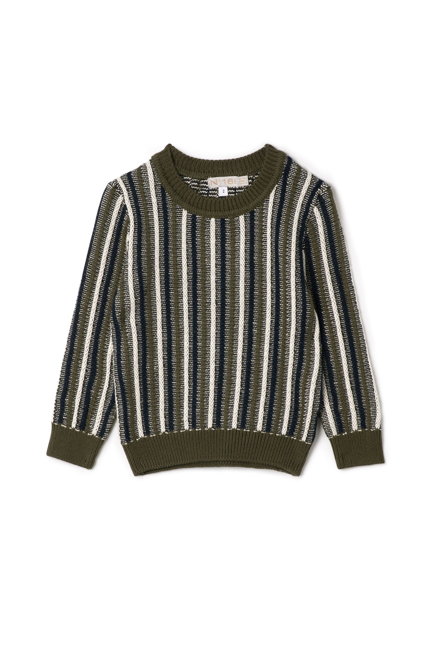 Stripped Knit Sweater Olive
