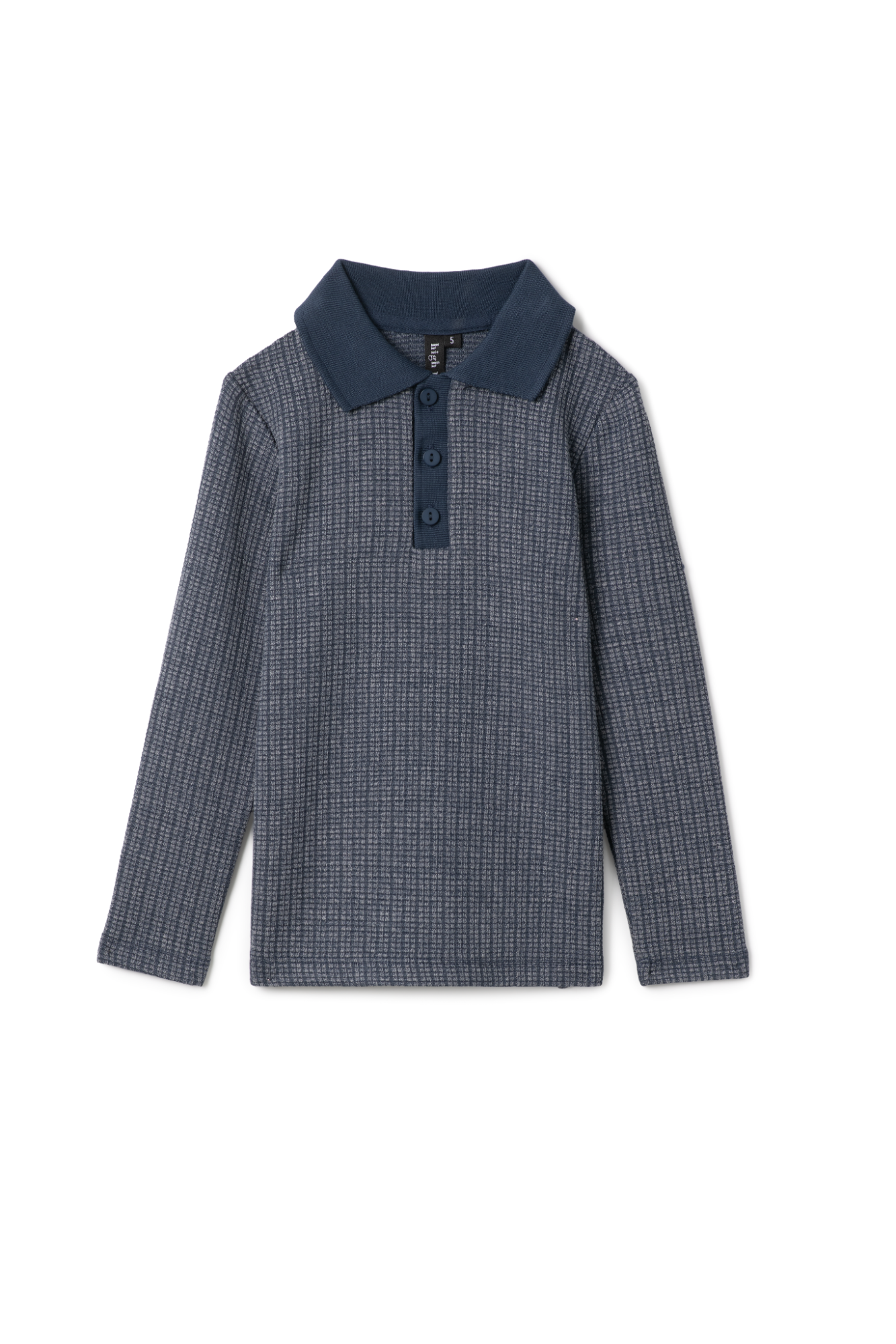 Washed Waffled Polo Blue