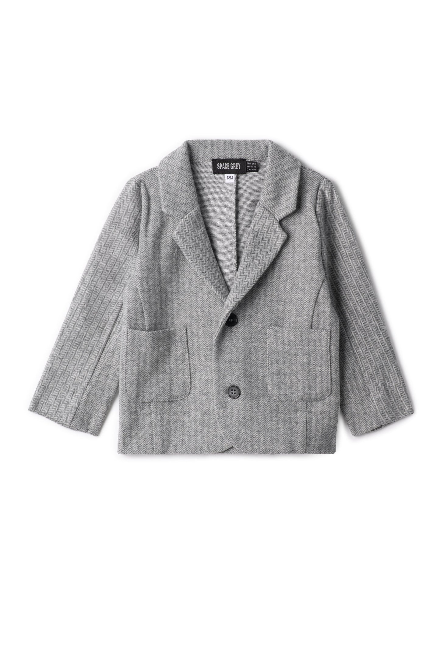 Herringbone Stretch Blazer Grey