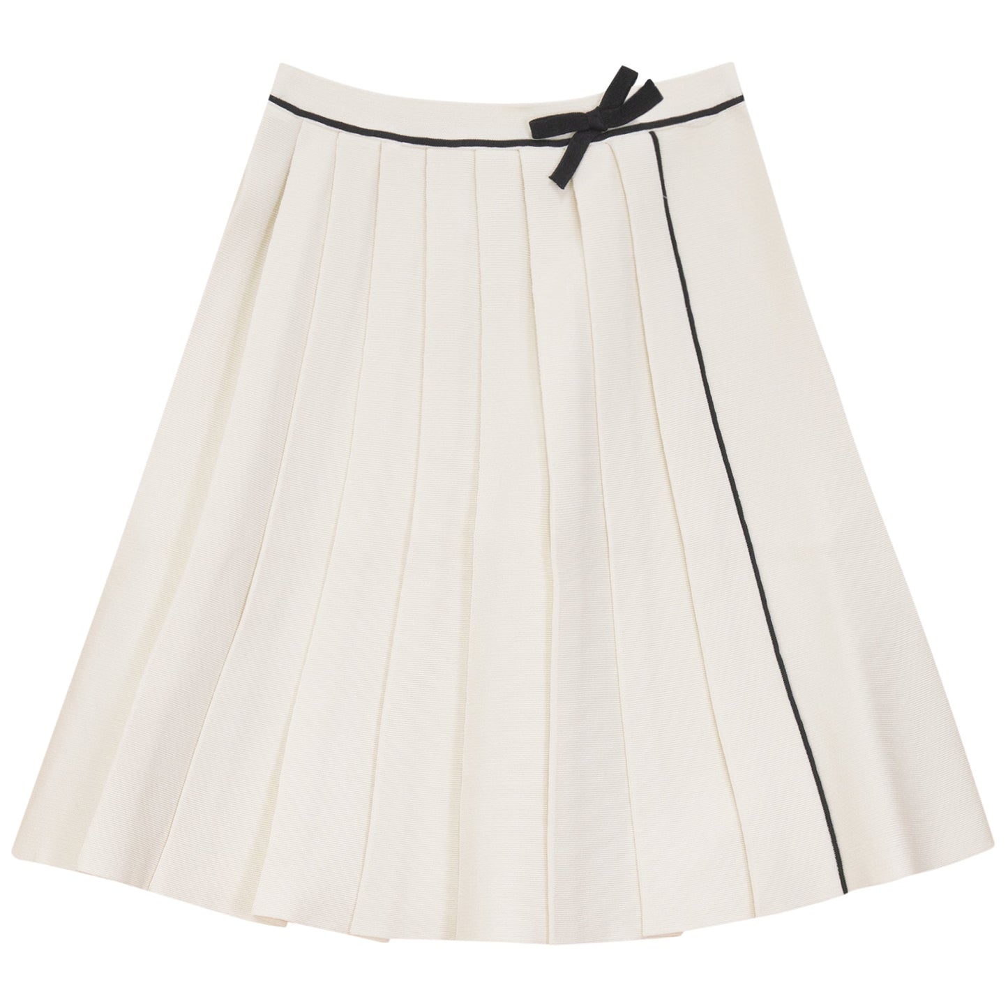 Pleated Knit Skirt Cream