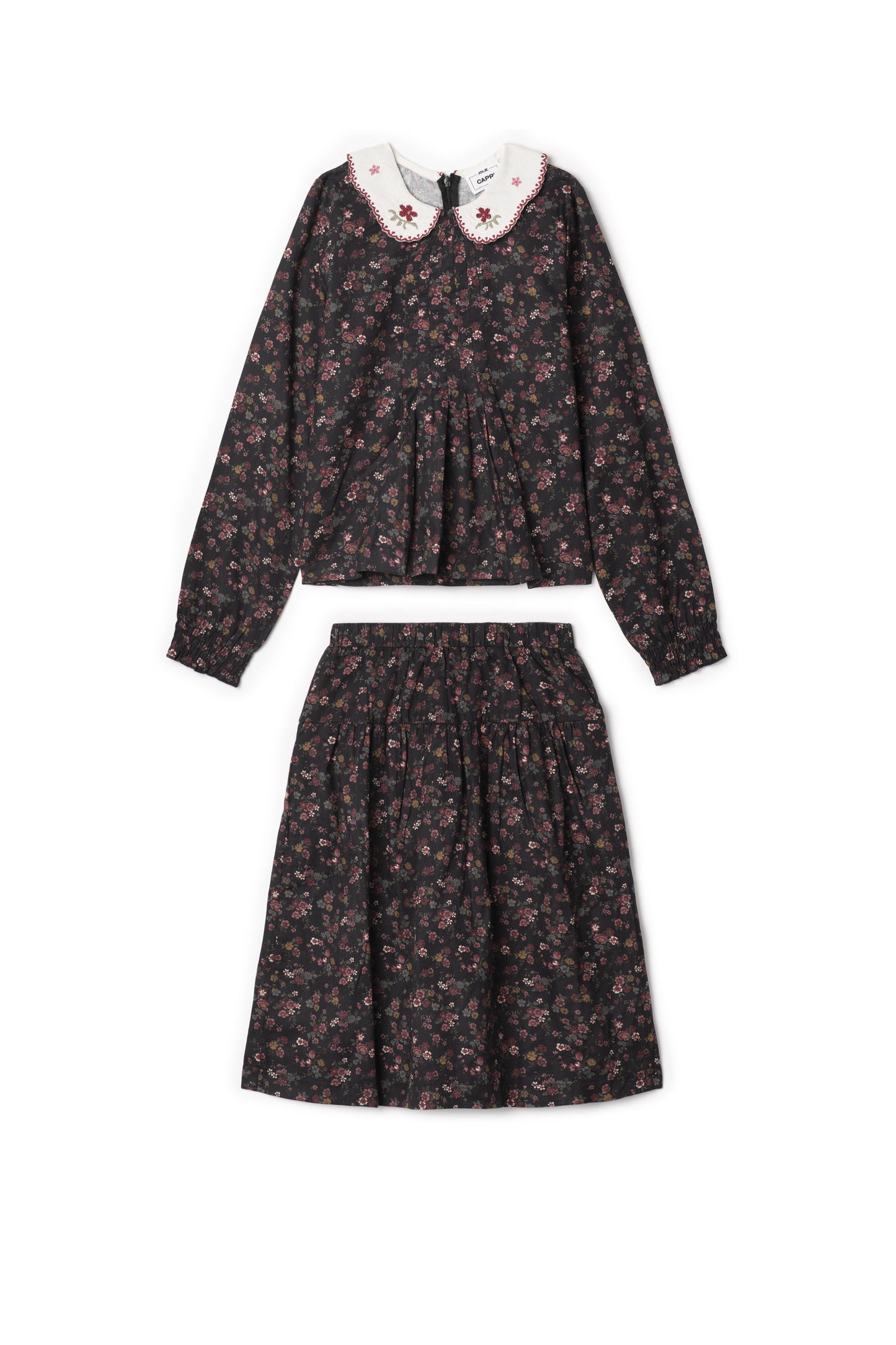 Woven Emboidered 2Pc Set Burgundy Black