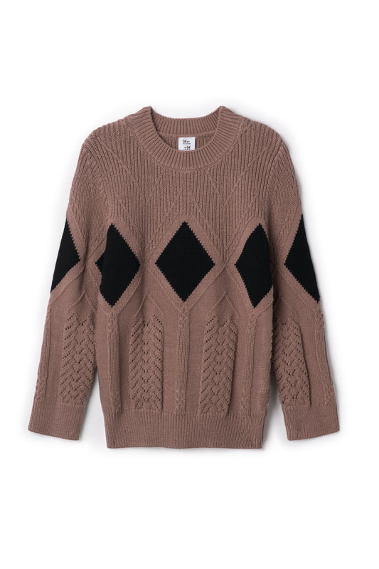 Diamond Pointelle Sweater Taupe