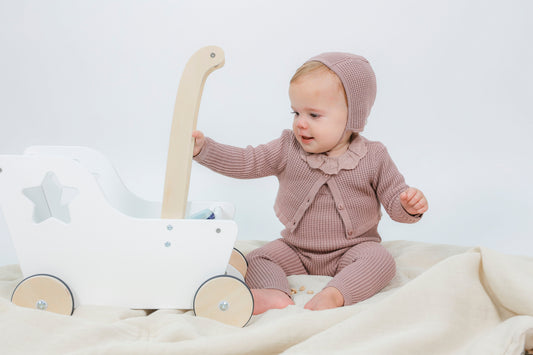 Waffle Knit Overall Set