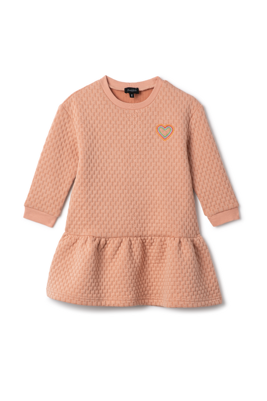 Quilted Smiley Love Dress Pink