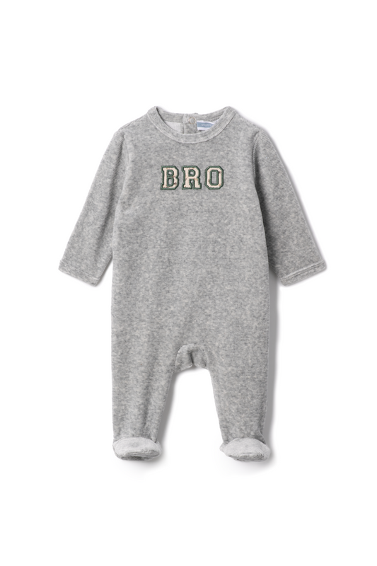 Bro Applique Onesie Grey Mix