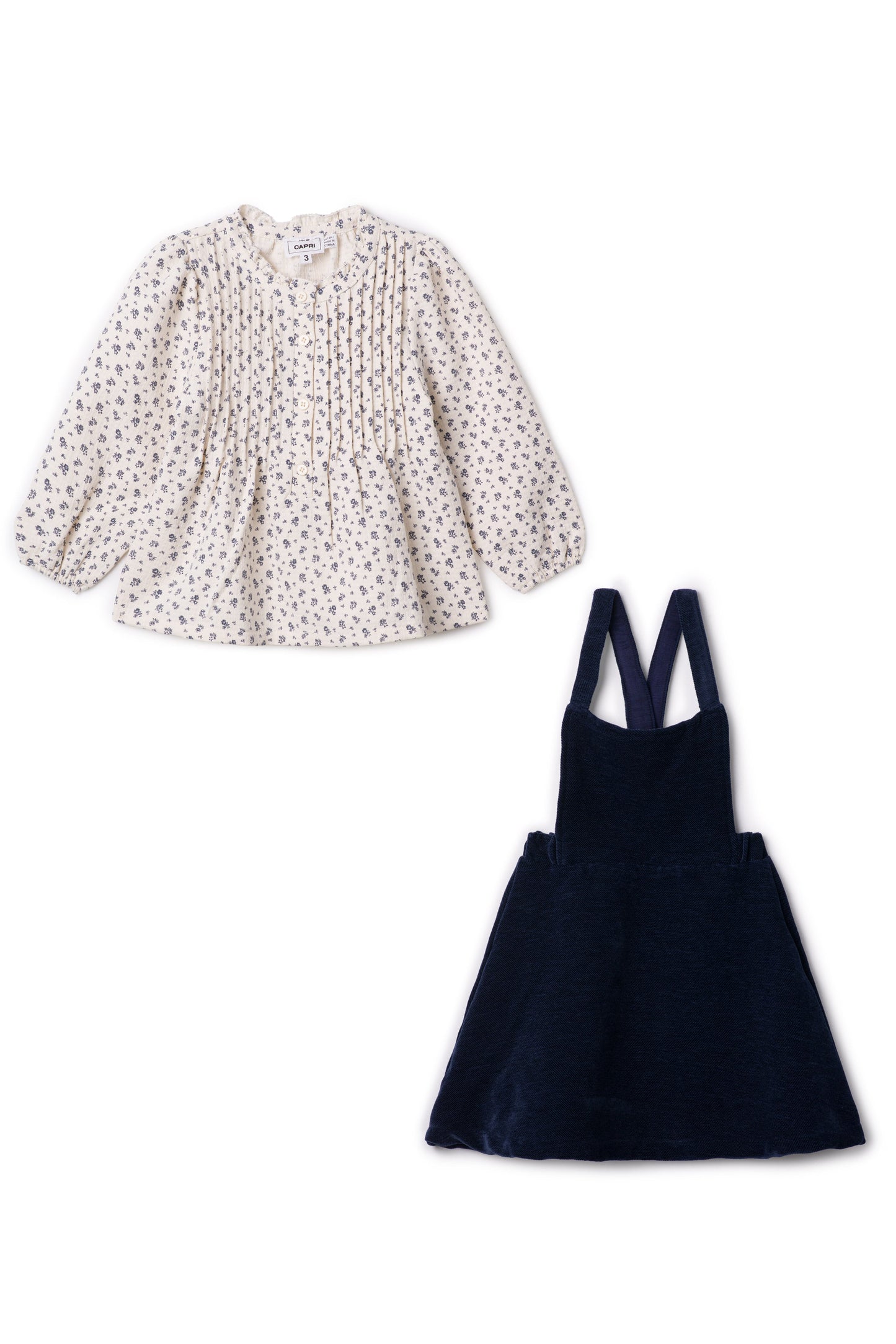 Floral Blouse with Jumper Navy