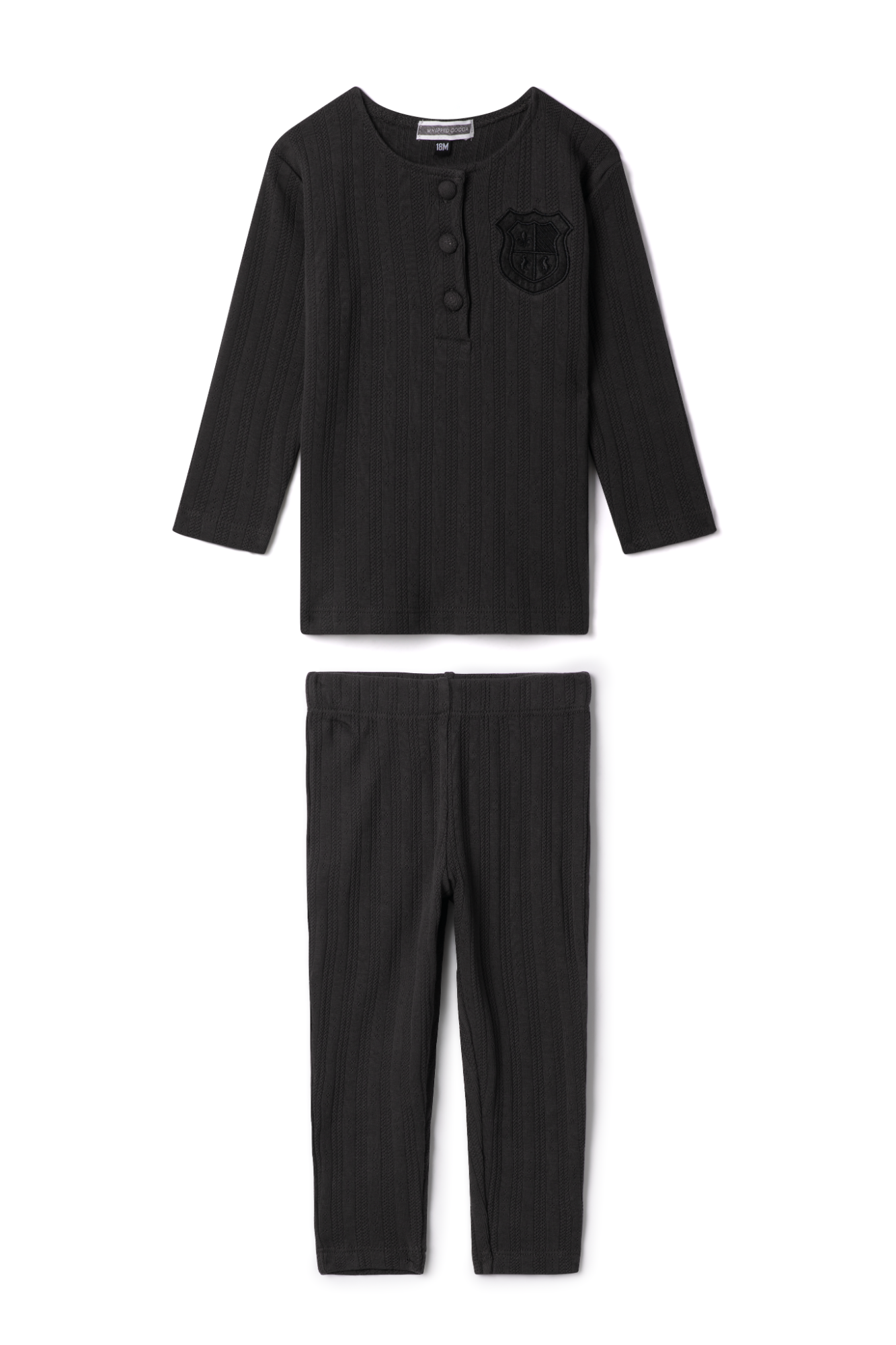 Pointelle 2PC Set Charcoal