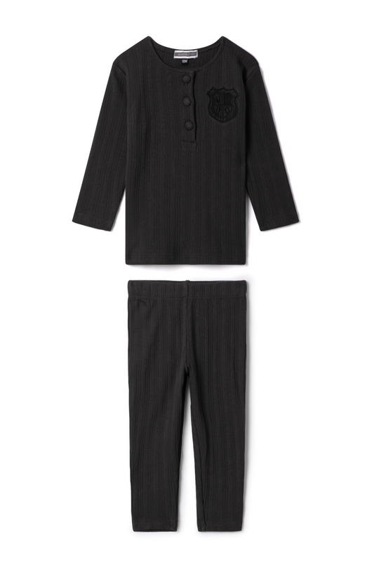 Pointelle 2PC Set Charcoal