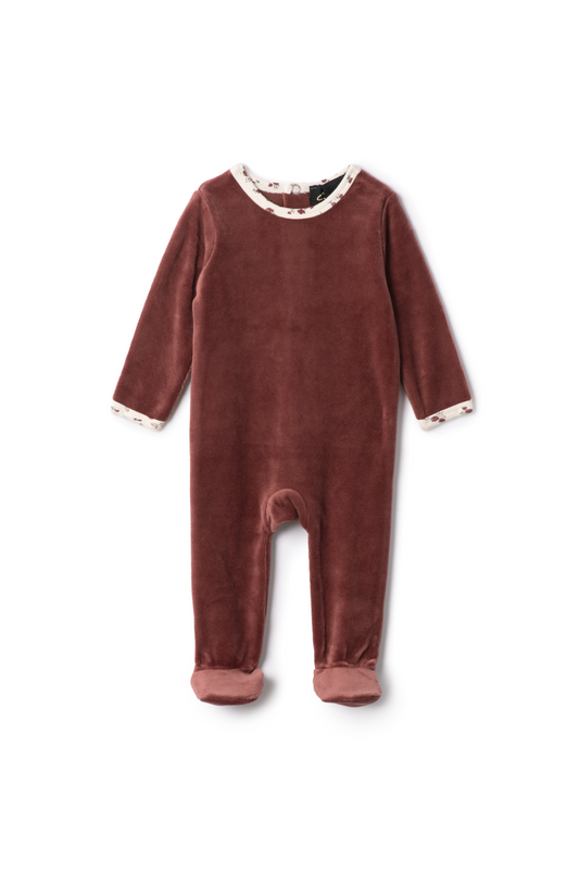 Velour Printed Onesie Brick