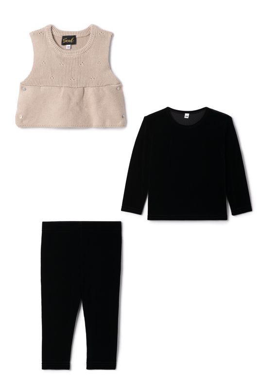 Slinky Velour 3Pc Set Black Dark Almond