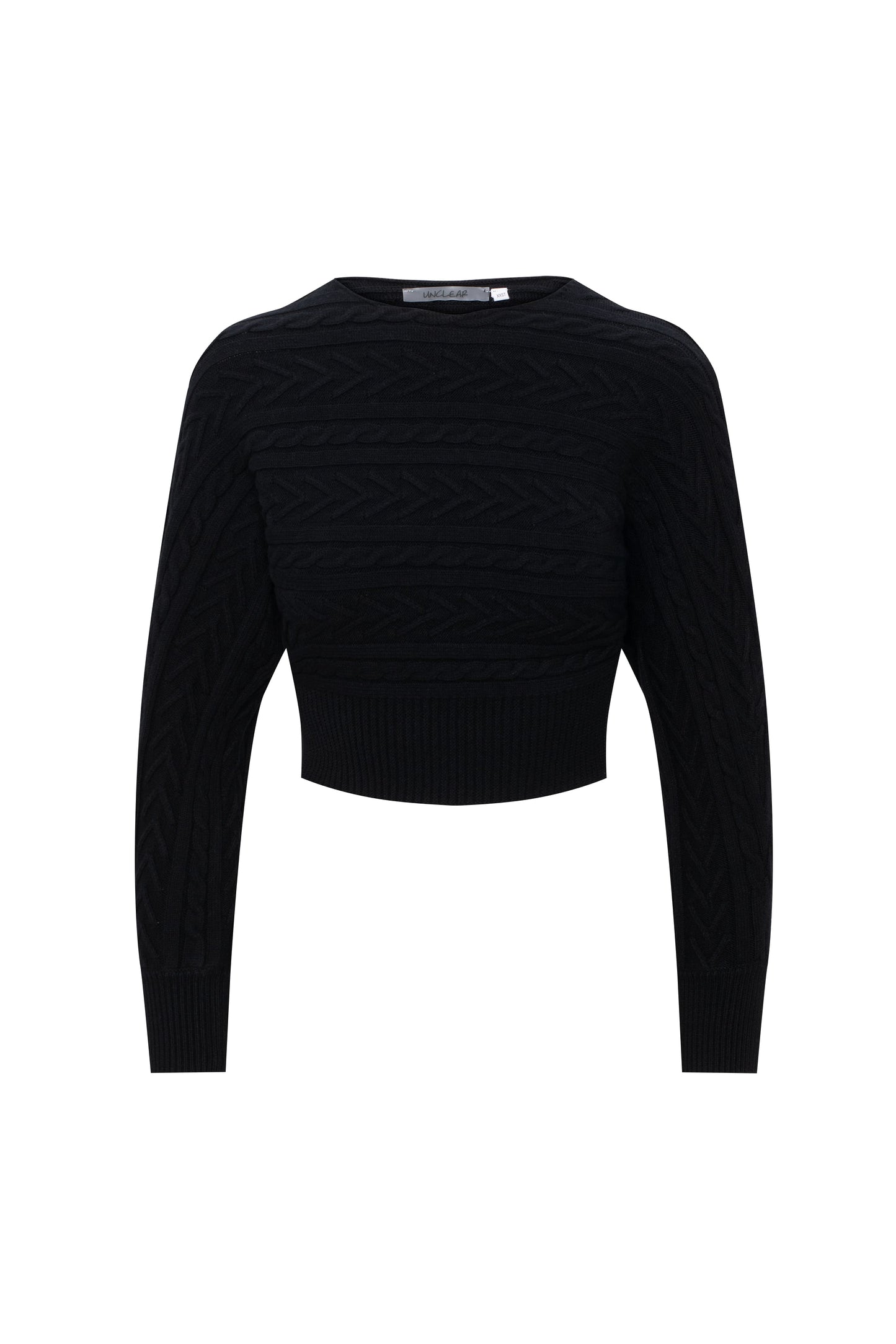 Cable Knit Cropped Sweater Black