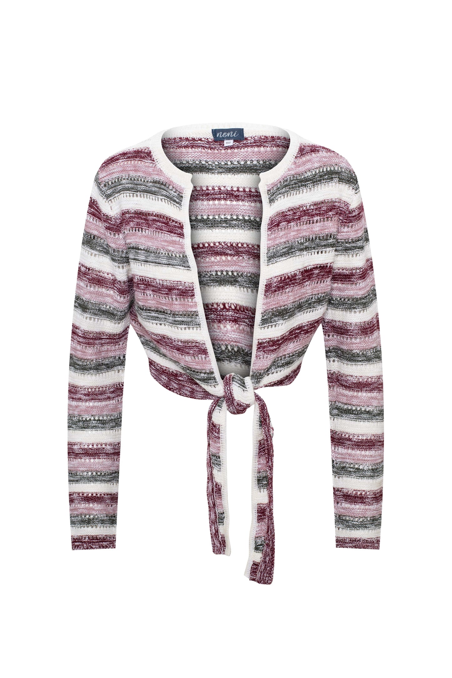 Crochet Cropped Cardigan Burgundy Pink Multi