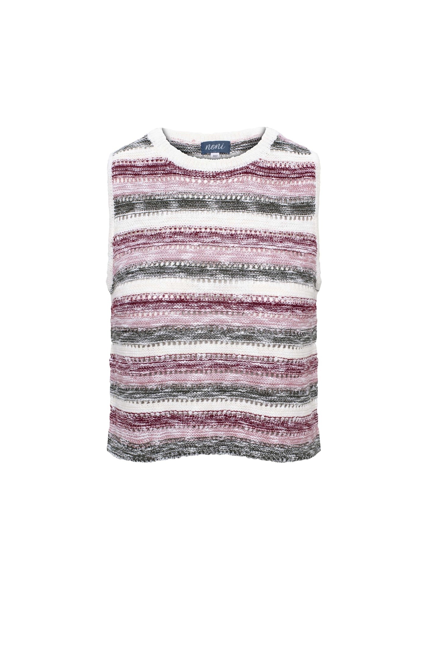 Crochet Cropped Vest Burgundy Pink Multi