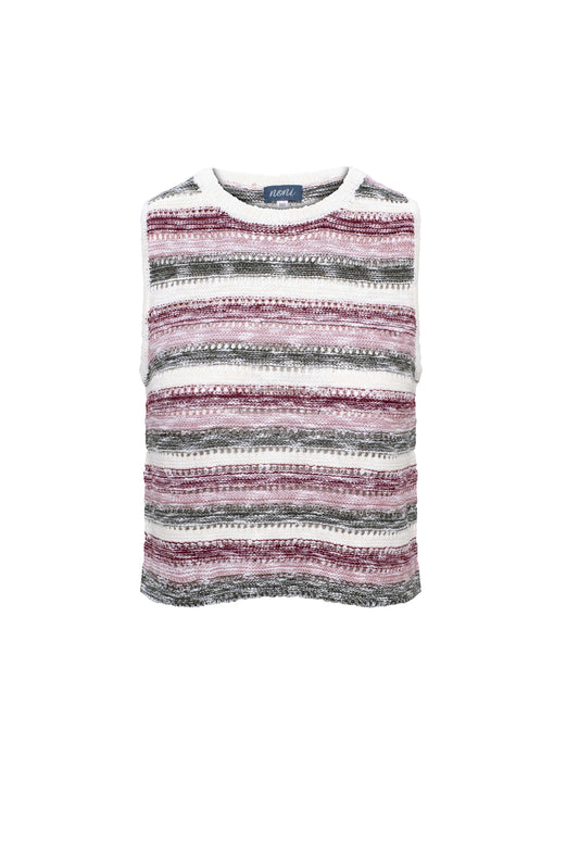 Crochet Cropped Vest Burgundy Pink Multi