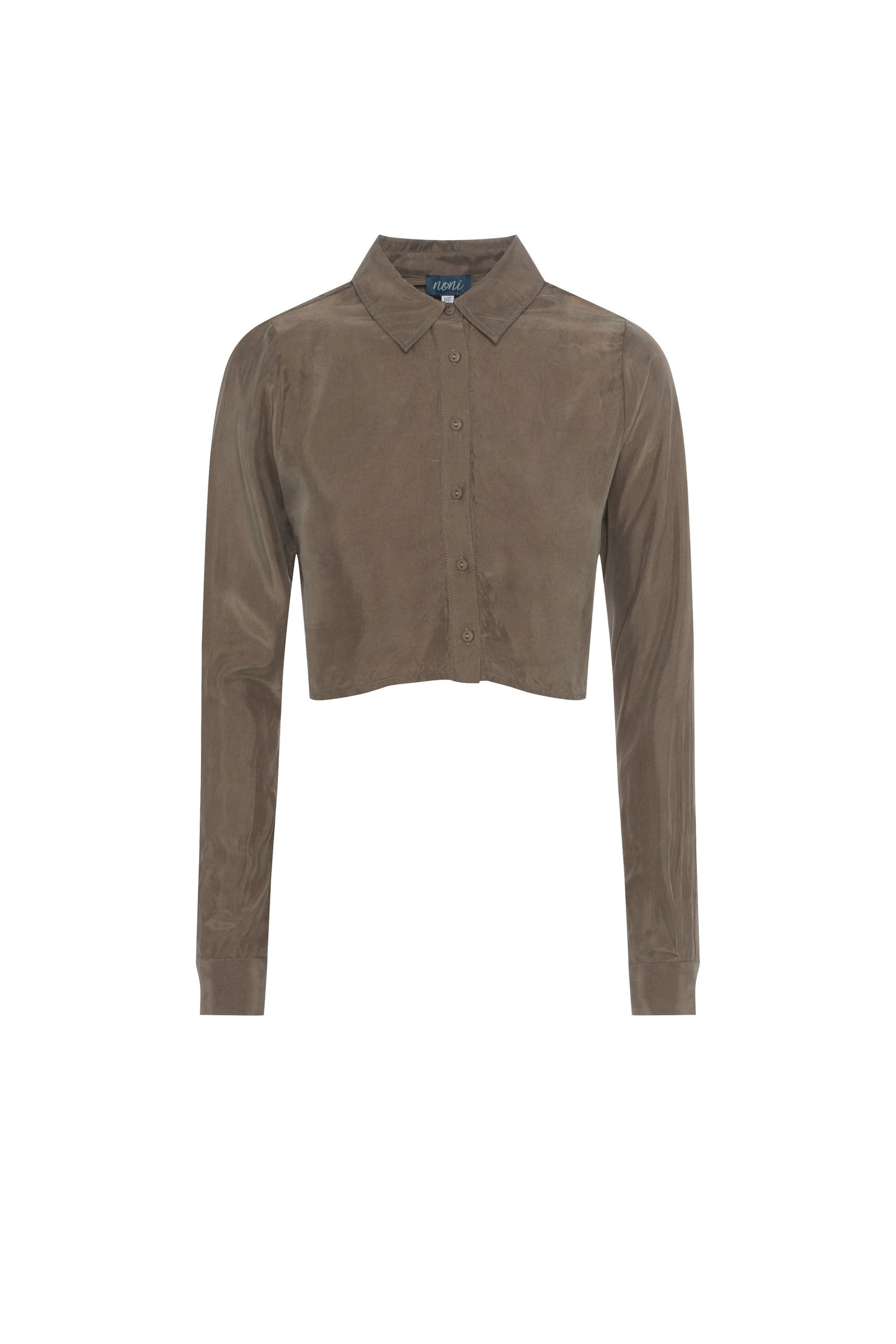 Cupro Collared Top Taupe