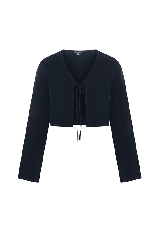Suede Cropped Cardigan Midnight Blue