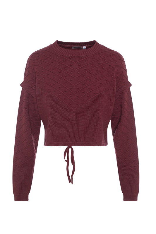 Crop Knit Sweater Burgundy