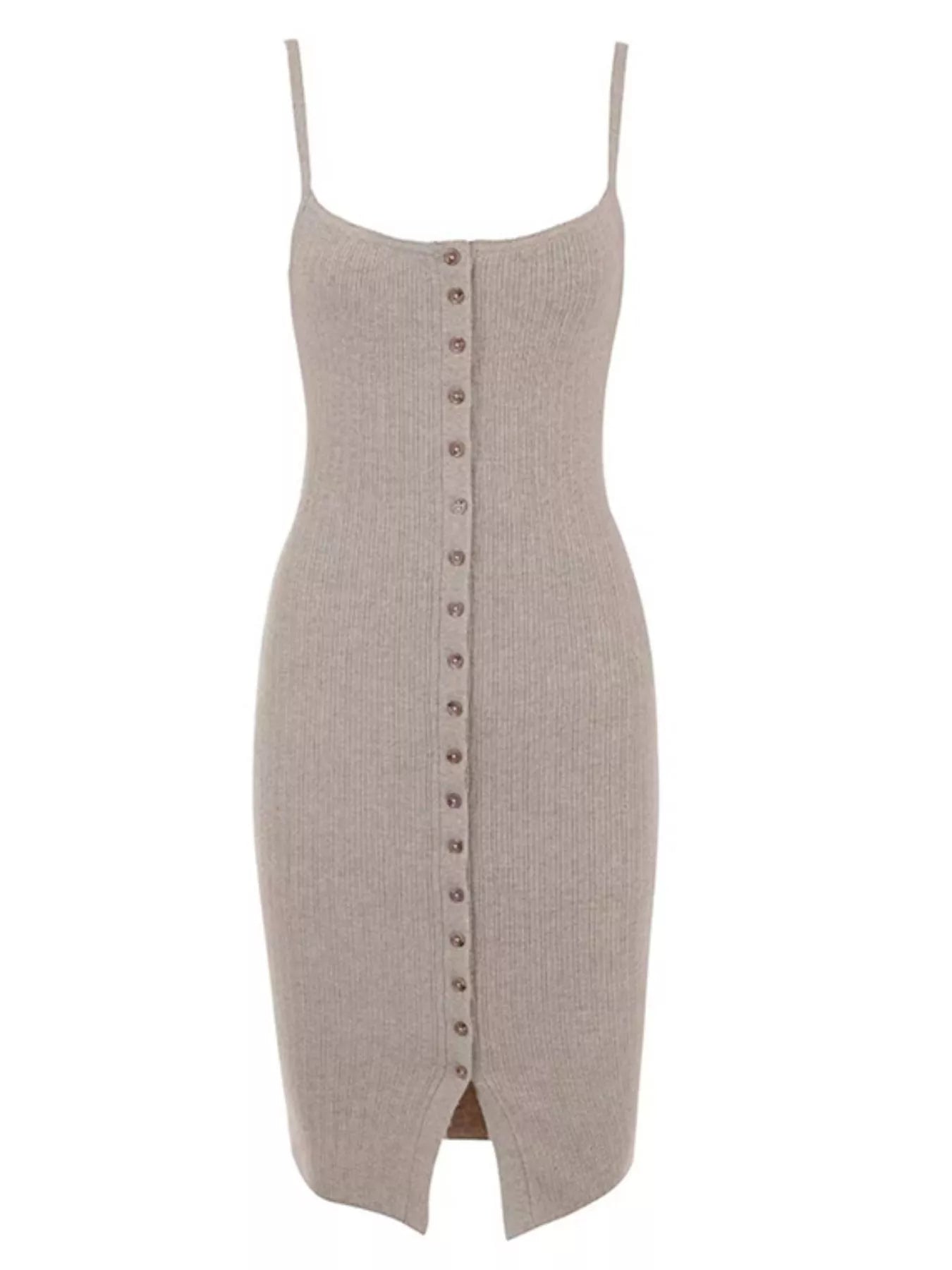 Ribbed Button-Front Bodycon Sweater Dress