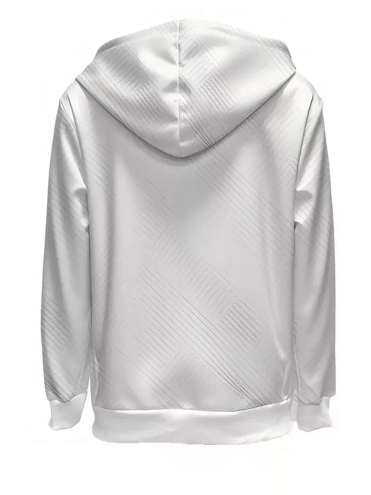 Texture Zip-Up Hoodie with Drawstring