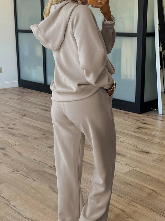 Half Zip Long Sleeve Hoodie and Pants 2pcs Outfit