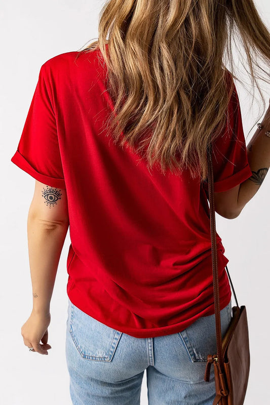 Patriotic Star Round Neck T-Shirt