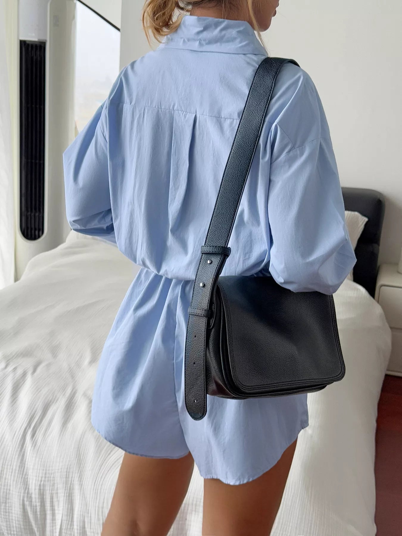 Button Front Long Sleeve Romper